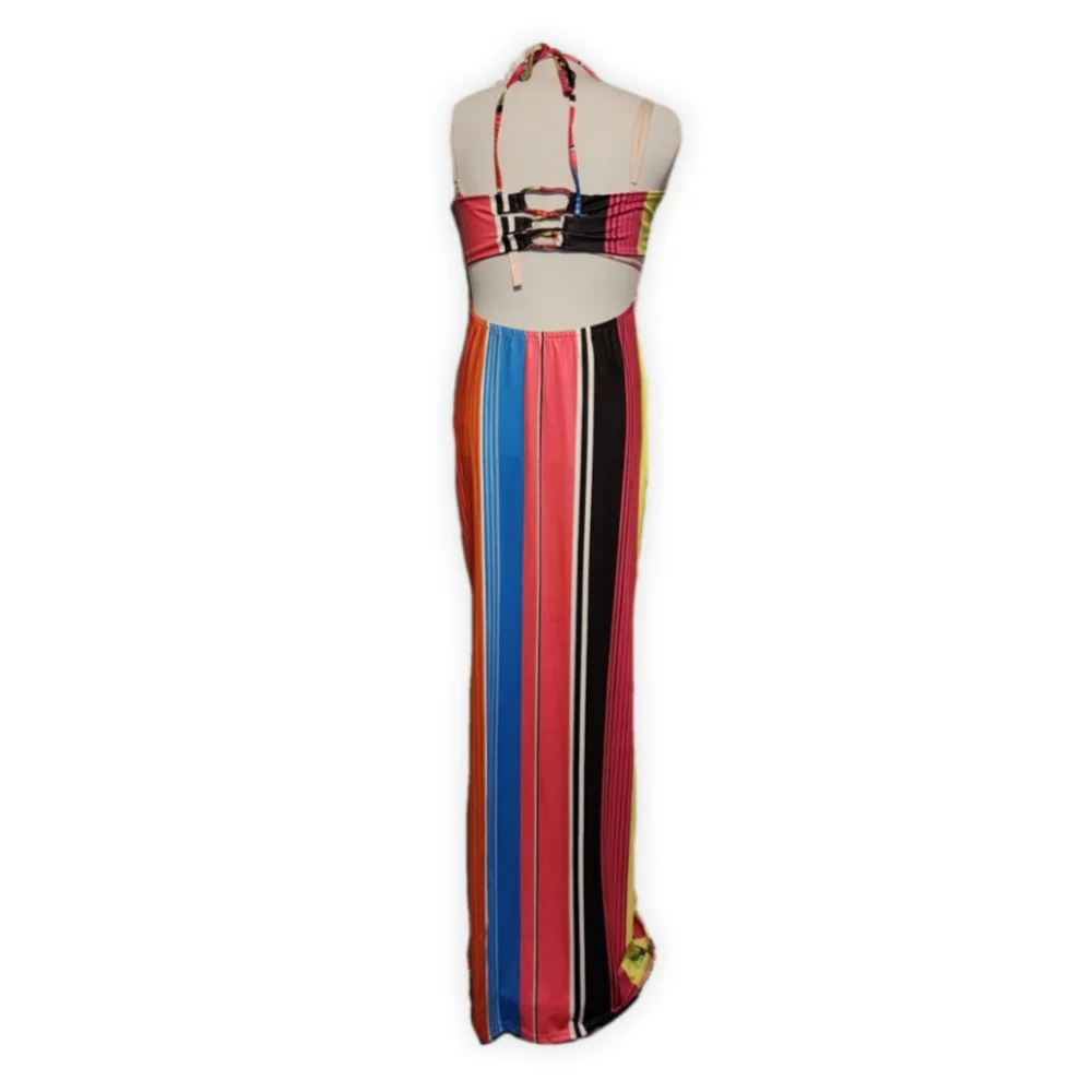 Full Strip Long Summer Dress - Picture 3 of 9